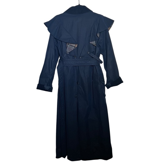 Barbour x Chloé Navy Blue Dany Dani Ruffled Waxed Trench Coat Chloe US 2 - Picture 2 of 16